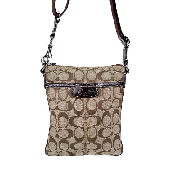 COACH Signature C Jacquard Canvas Crossbody Messenger Bag - Picture 1 of 16